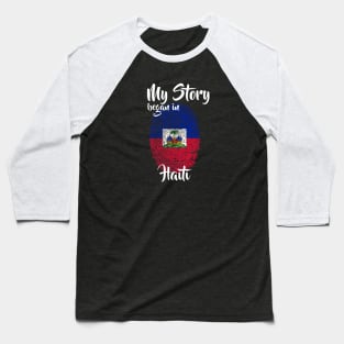 Haiti Flag Fingerprint My Story DNA Haitian Baseball T-Shirt